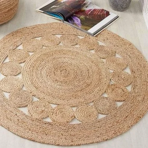 Round Designer Eco Friendly Jute Rug  