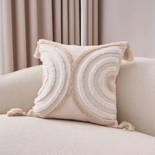 Floral Tufted Cotton Pillow Cover  