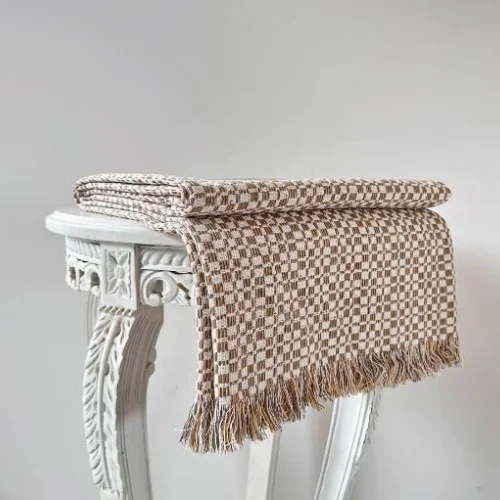 Natural Cotton Throw Blanket  
