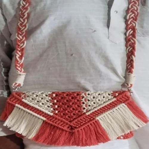 Double Shade Handwoven Macrame Sling Bag  