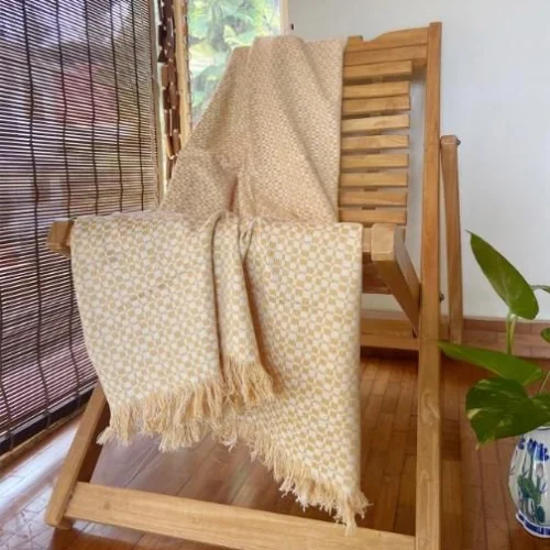 Yellow Hanwoven Cotton Throw Blanket  